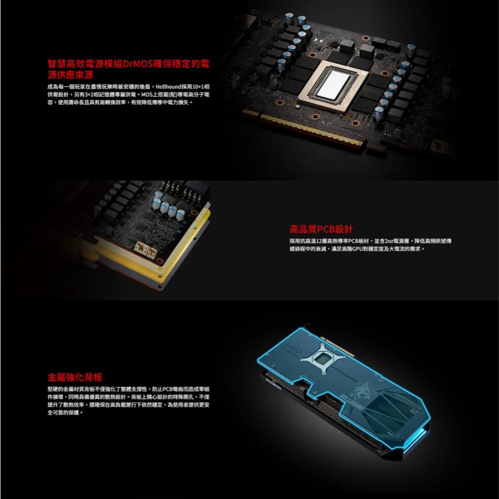 PowerColor 撼訊 Hellhound AMD Radeon RX 9070 XT 16GB GDDR6 顯示卡-細節圖7