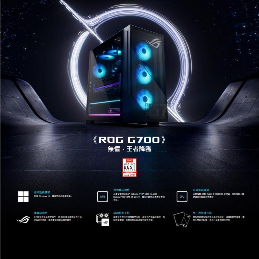 ASUS 華碩 ROG GM700TZ 桌上型電腦 R7-8700F／16G*2／1TB／RX9070XT／Win11-細節圖3