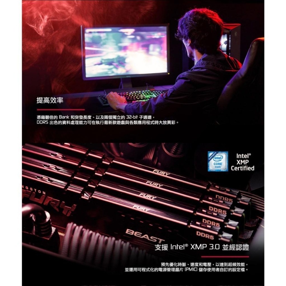 Kingston 金士頓 FURY Beast 狩獵者 DDR5 6000 64G/32G 雙通道記憶體 C30 光華-細節圖5