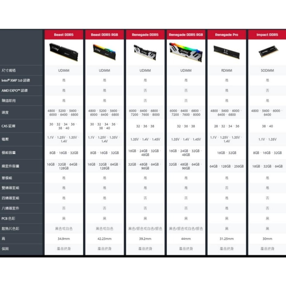 Kingston 金士頓 FURY Beast 狩獵者 DDR5 6000 64G/32G 雙通道記憶體 C30 光華-細節圖7