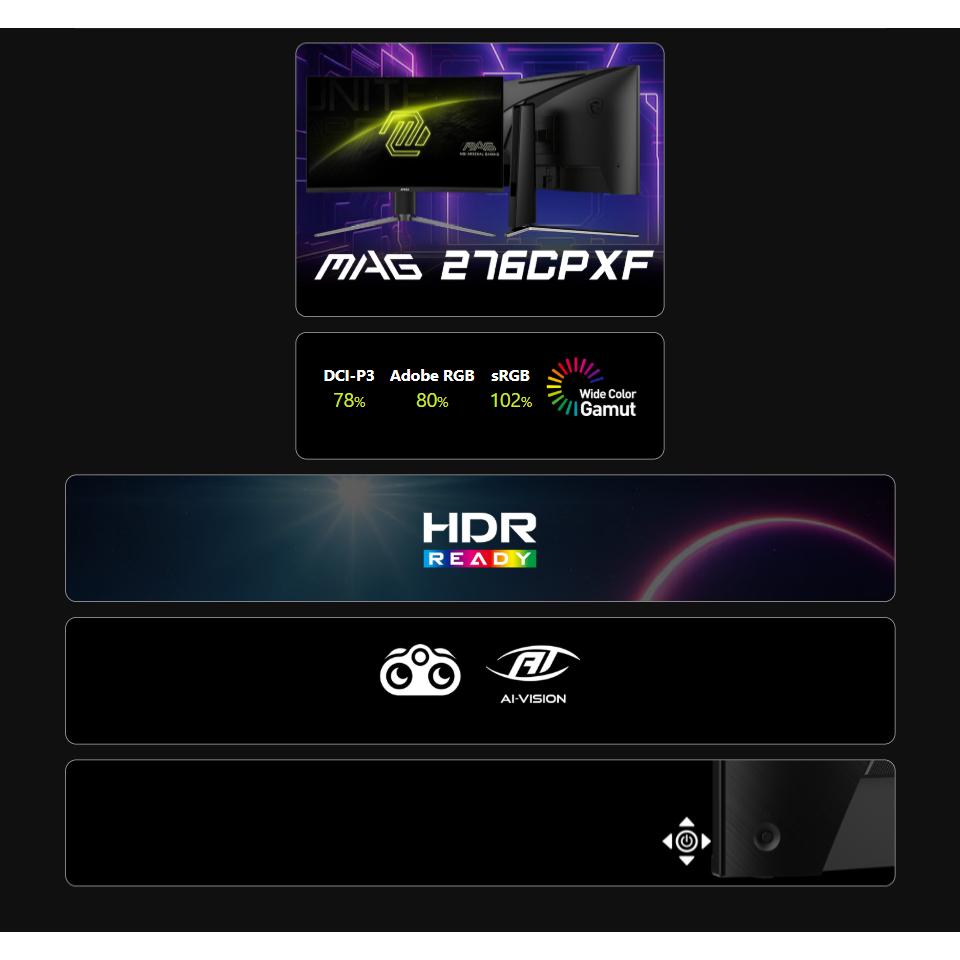 MSI 微星 MAG 276CPXF 27吋 FHD 曲面電競螢幕 280Hz／VA／Adaptive-Sync 光華-細節圖4