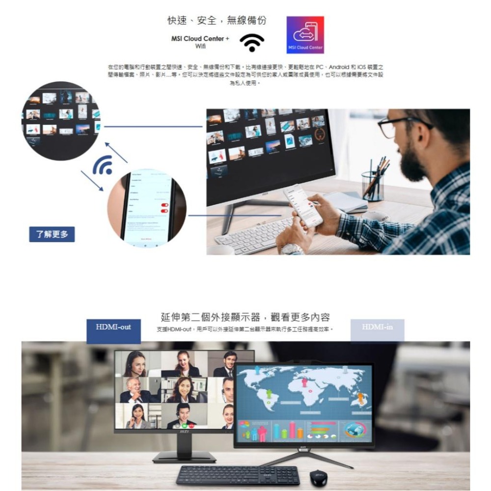 MSI 微星 PRO AP222T 13M-223TW 22吋 FHD AIO電腦 i3-13100／8G／512G-細節圖7