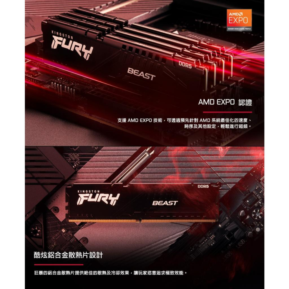 Kingston 金士頓 FURY Beast 獸獵者 DDR5 6000 32G／64G 雙通道記憶體 光華-細節圖6