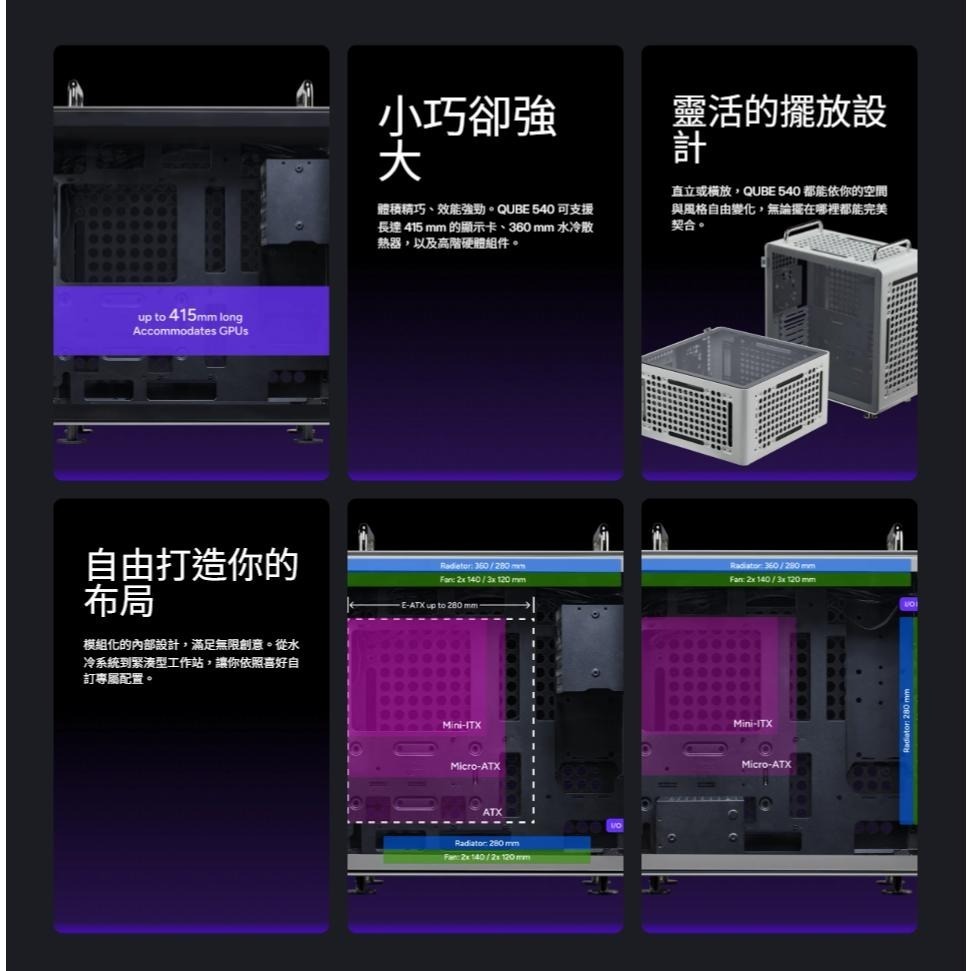 CoolerMaster 酷碼 Qube 540－ATX 電腦機殼 U高172／卡長415／1x預裝風扇 光華-細節圖5