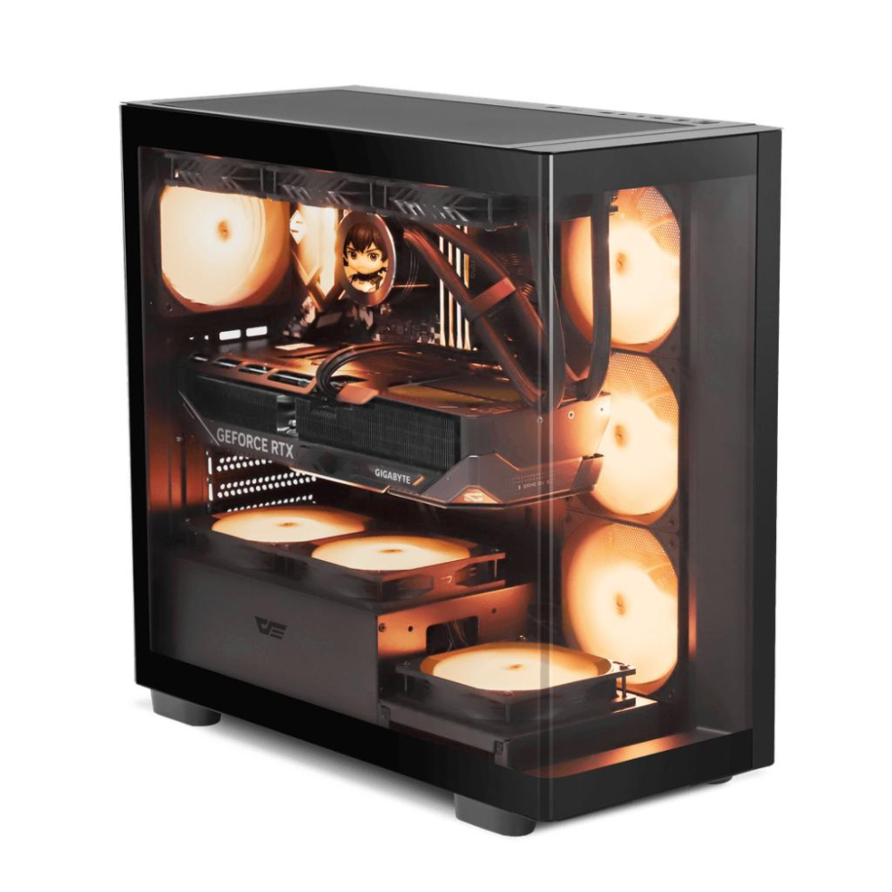 darkFlash 大飛 DS900G－全景 ATX 電腦機殼 U高170／卡長425／4x預裝風扇／曲面玻璃 光華-細節圖4