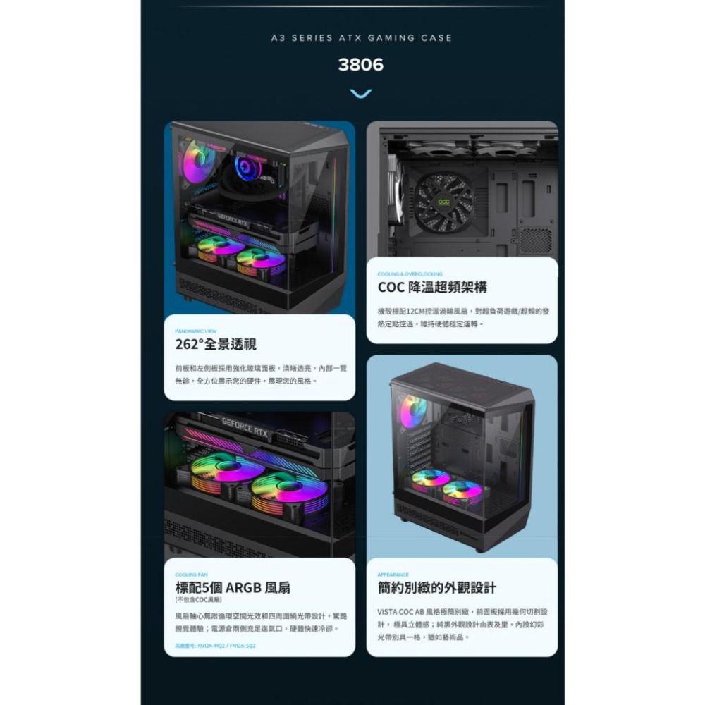 GAMEMAX VISTA COC AB－ATX 電腦機殼 U高155／卡長330／5x預裝風扇 光華商場 公司貨-細節圖5