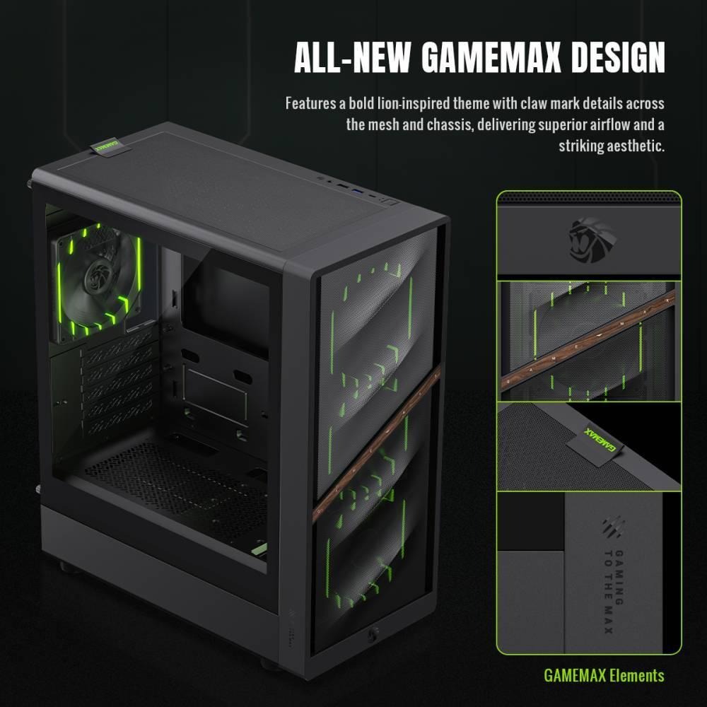 GAMEMAX AERIS 330－網孔版 M-ATX 電腦機殼 U高155／卡長330／4x預裝風扇 光華商場 公司貨-細節圖4