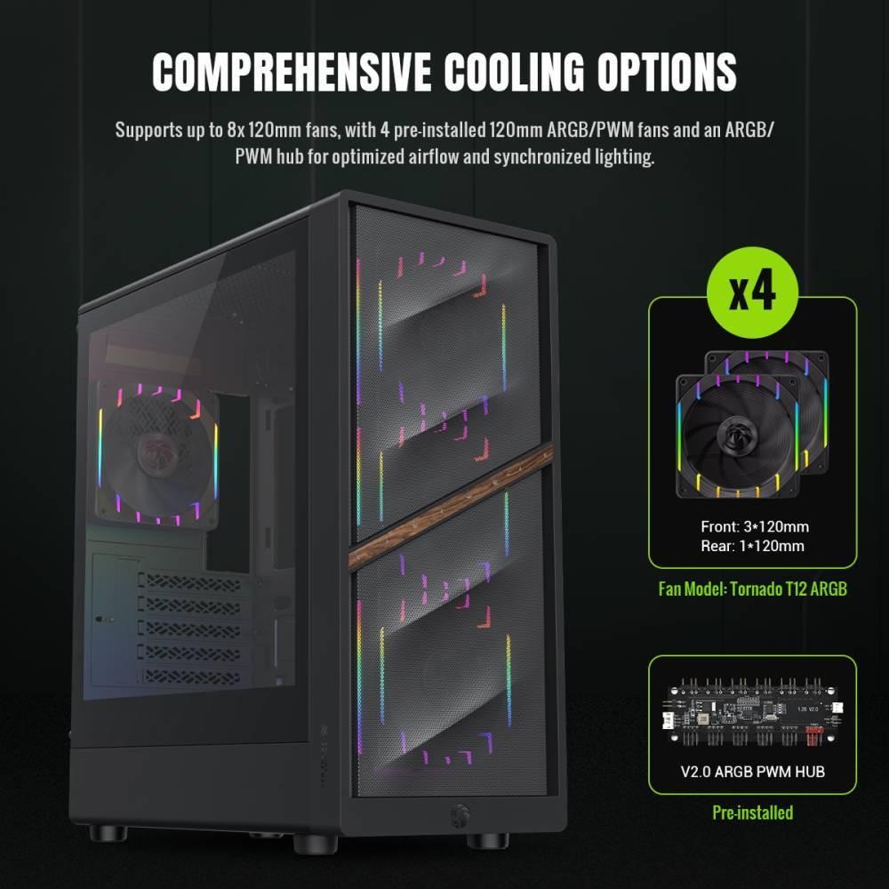 GAMEMAX AERIS 330－網孔版 M-ATX 電腦機殼 U高155／卡長330／4x預裝風扇 光華商場 公司貨-細節圖7