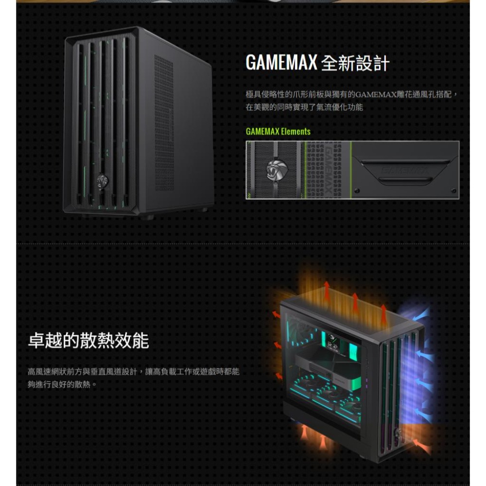 GAMEMAX CLAW 460－M-ATX 電腦機殼 U高175／卡長420／4x預裝風扇 光華商場 公司貨-細節圖4