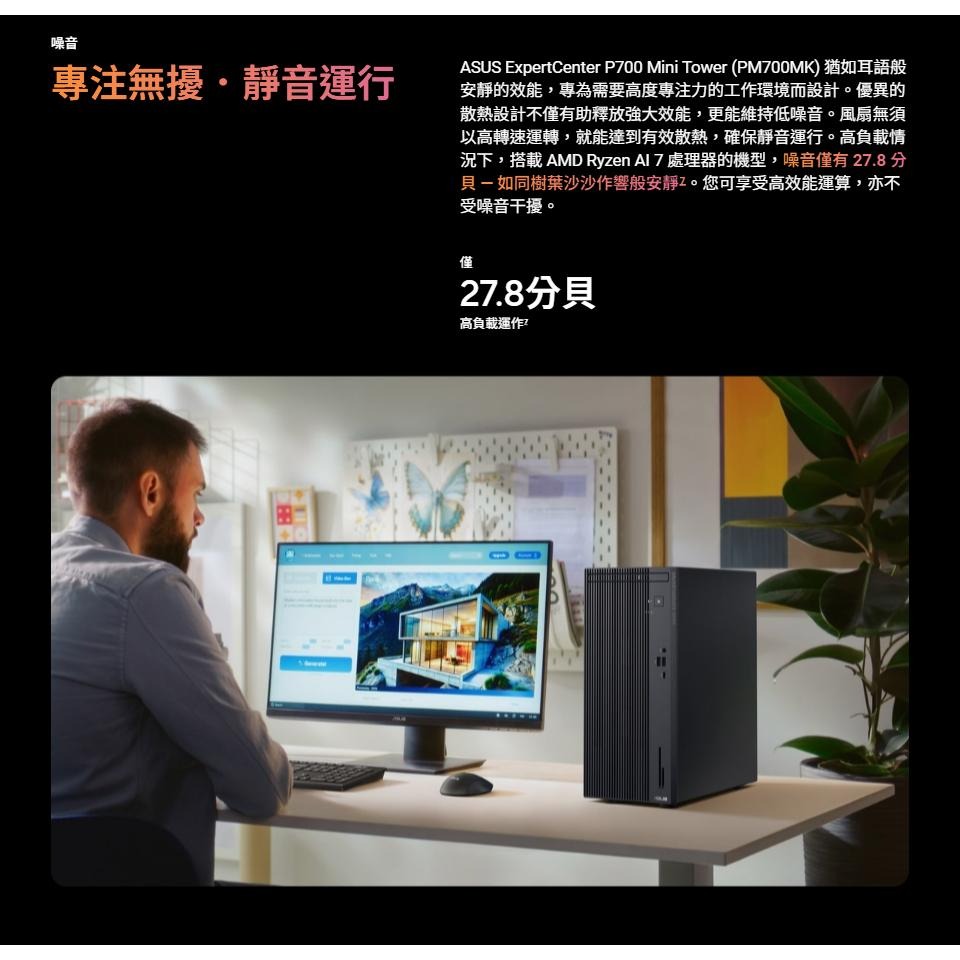 ASUS 華碩 PM700MK 商用桌上型電腦 AI7-350／32G／2T+1TSSD／CRD／DVD／WIN11P-細節圖8
