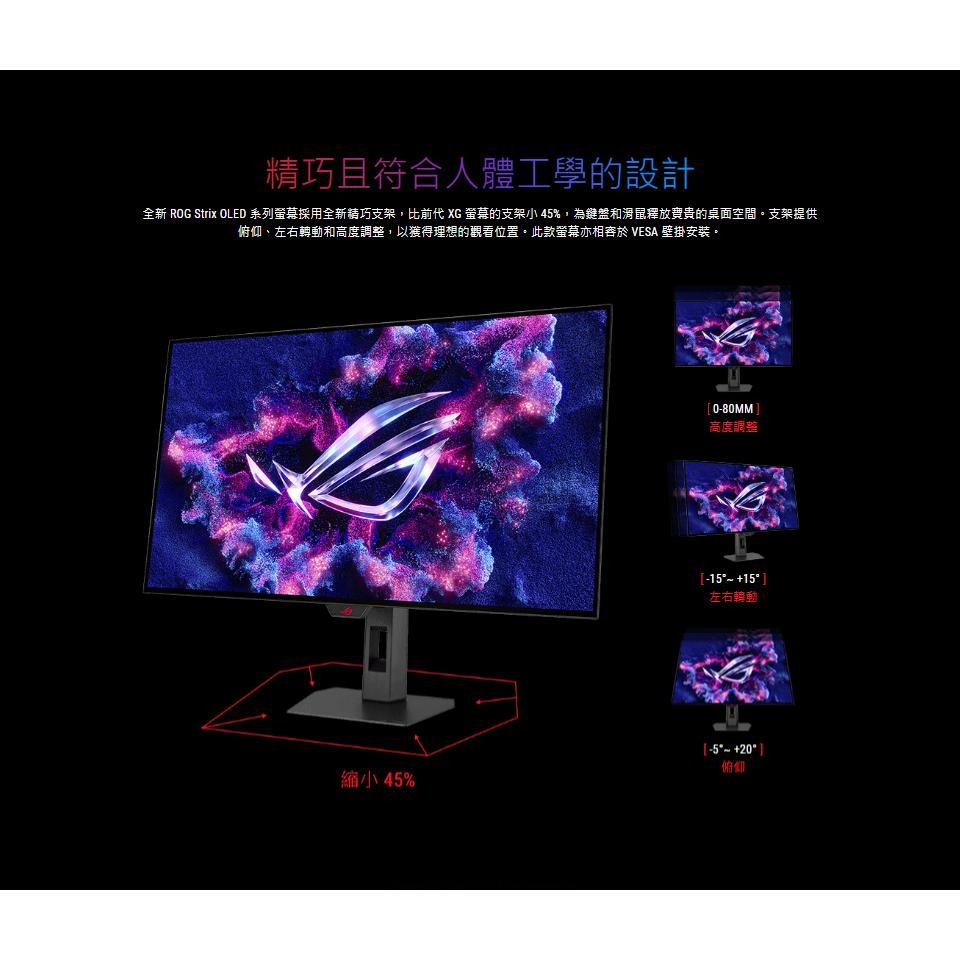 ASUS 華碩 ROG XG32UCWG 32吋 4K 電競螢幕 165Hz／OLED／FHD@330Hz模式-細節圖7