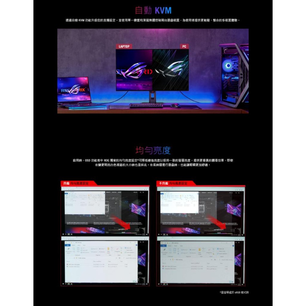 ASUS 華碩 ROG XG32UCWG 32吋 4K 電競螢幕 165Hz／OLED／FHD@330Hz模式-細節圖8