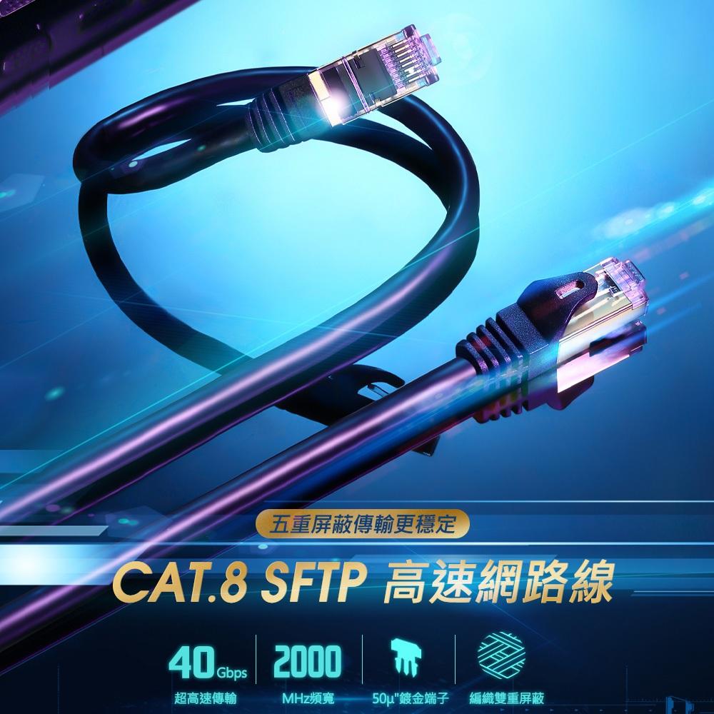 PowerSync 群加 L8VG－CAT.8 SFTP 鍍金接頭高速網路線 1m／3m／5m／10m CAT8 網路線-細節圖3