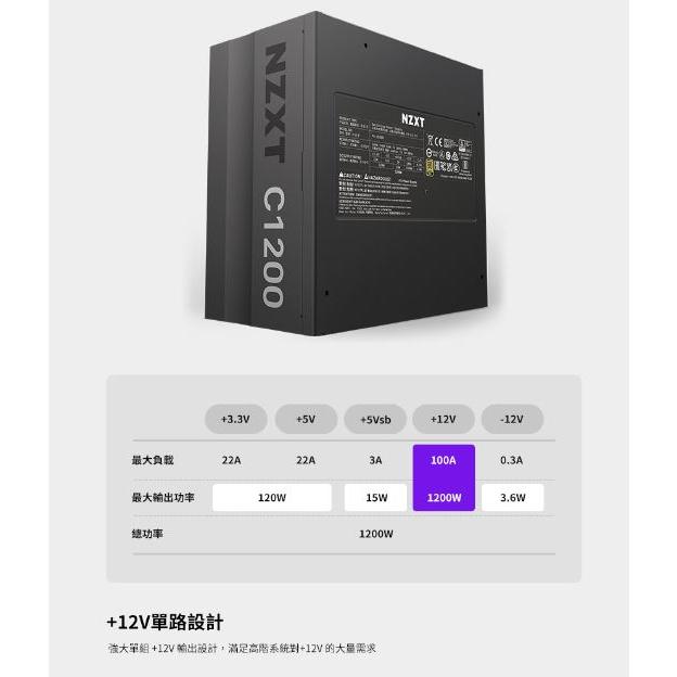 NZXT 恩傑 C1200 GOLD 1200W 金牌 全模組 ATX3.0 電源供應器 80Plus 光華商場-細節圖7