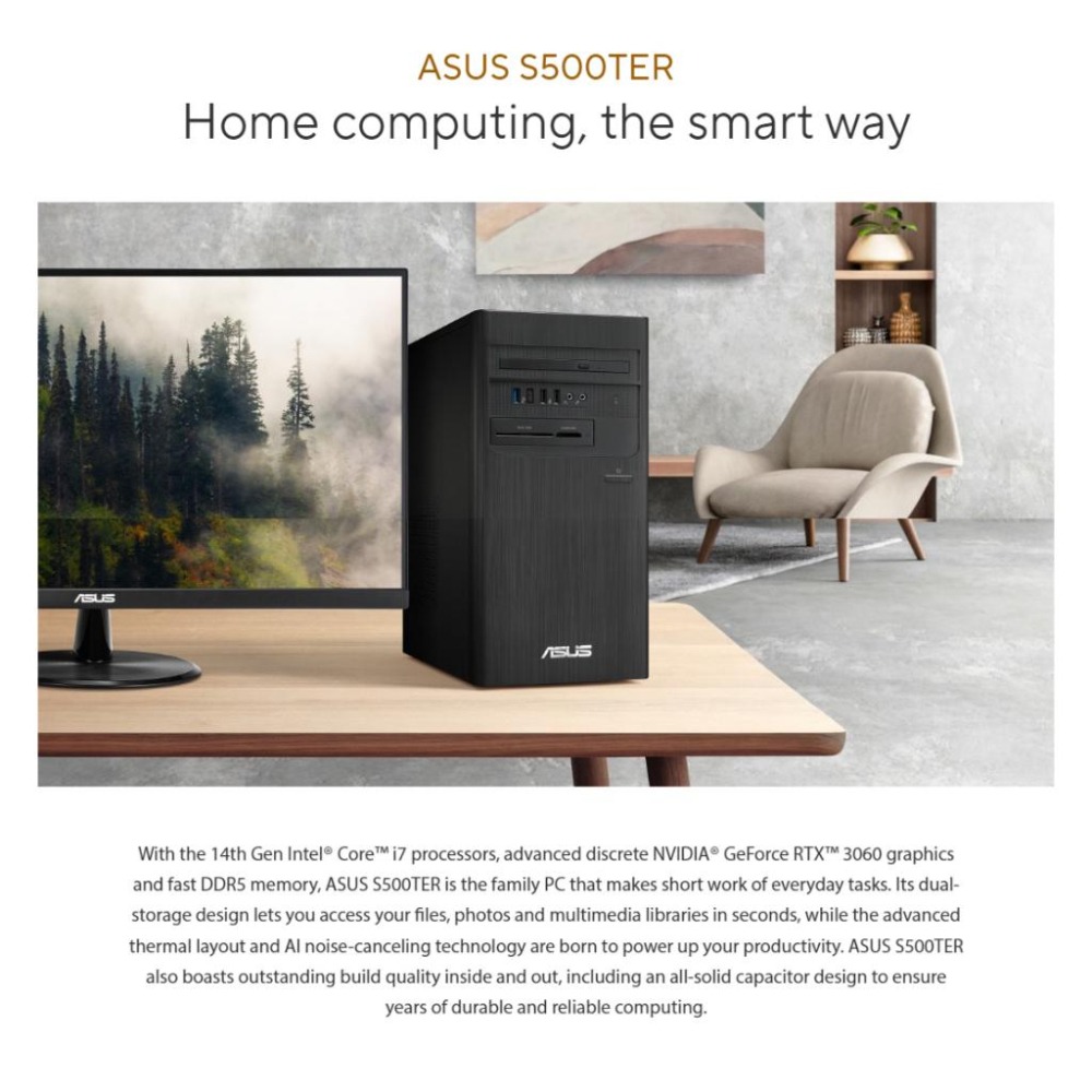 ASUS 華碩 S500TER 桌上型電腦 i5-14500/8G/512G_SSD/DVD/500W/Win11/HY-細節圖3