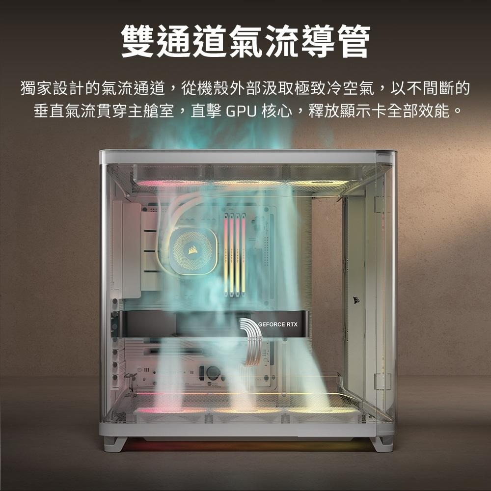 CORSAIR 海盜船 Air 5400 三艙式全景玻璃 E-ATX 電腦機殼 U高180／卡長360／3x預裝扇 光華-細節圖5