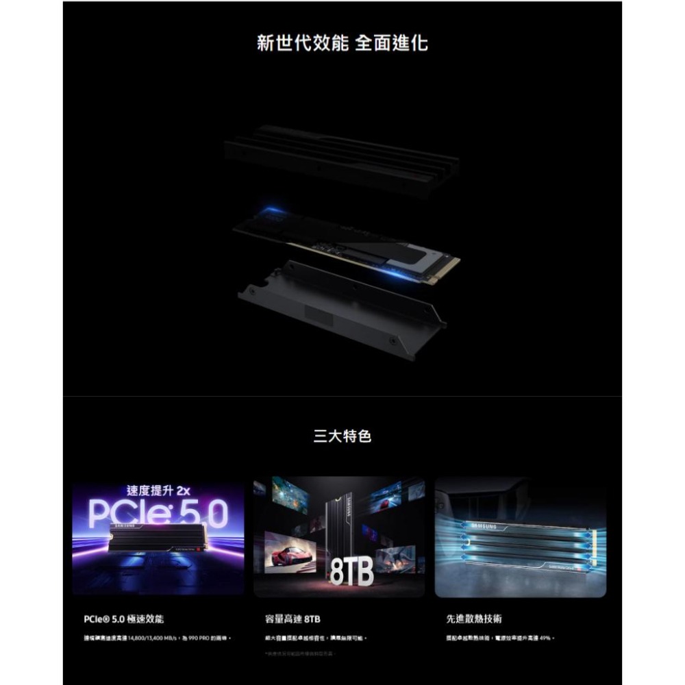 SAMSUNG 三星 9100 PRO 8TB PCIe 5.0 NVMe M.2 SSD 固態硬碟 Gen5 公司貨-細節圖3