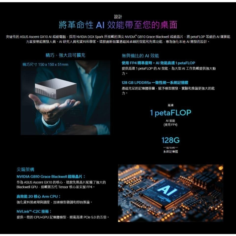 ASUS 華碩 Ascent GX10－1TB／2TB／4TB 精巧桌上型 AI 超級電腦 DGX Spark 公司貨-細節圖5