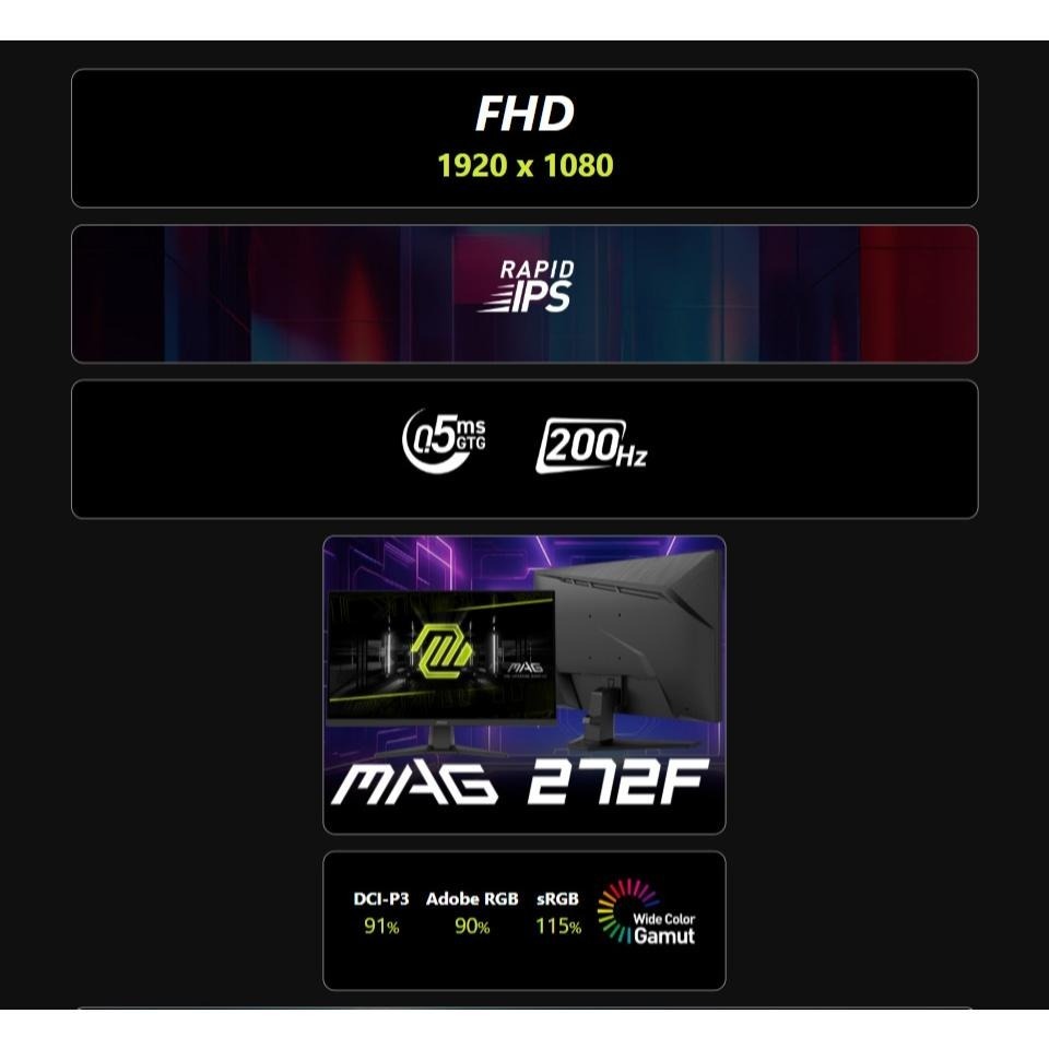 MSI 微星 MAG 272F 27吋 FHD 電競螢幕 200Hz／IPS／0.5ms／AI Vision／減藍光-細節圖7