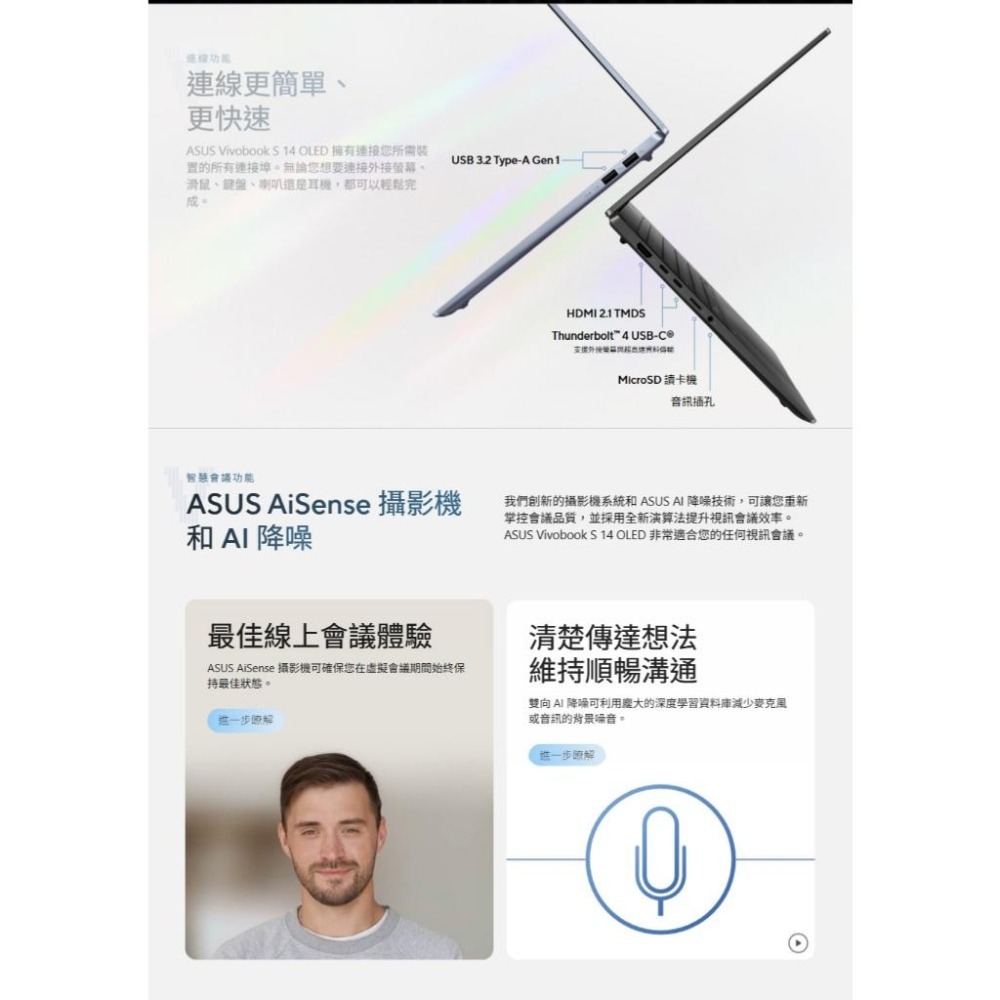 ASUS 華碩 Vivobook S 14 (S5406) S5406MA 14吋 輕薄筆電 U5-125H-細節圖6