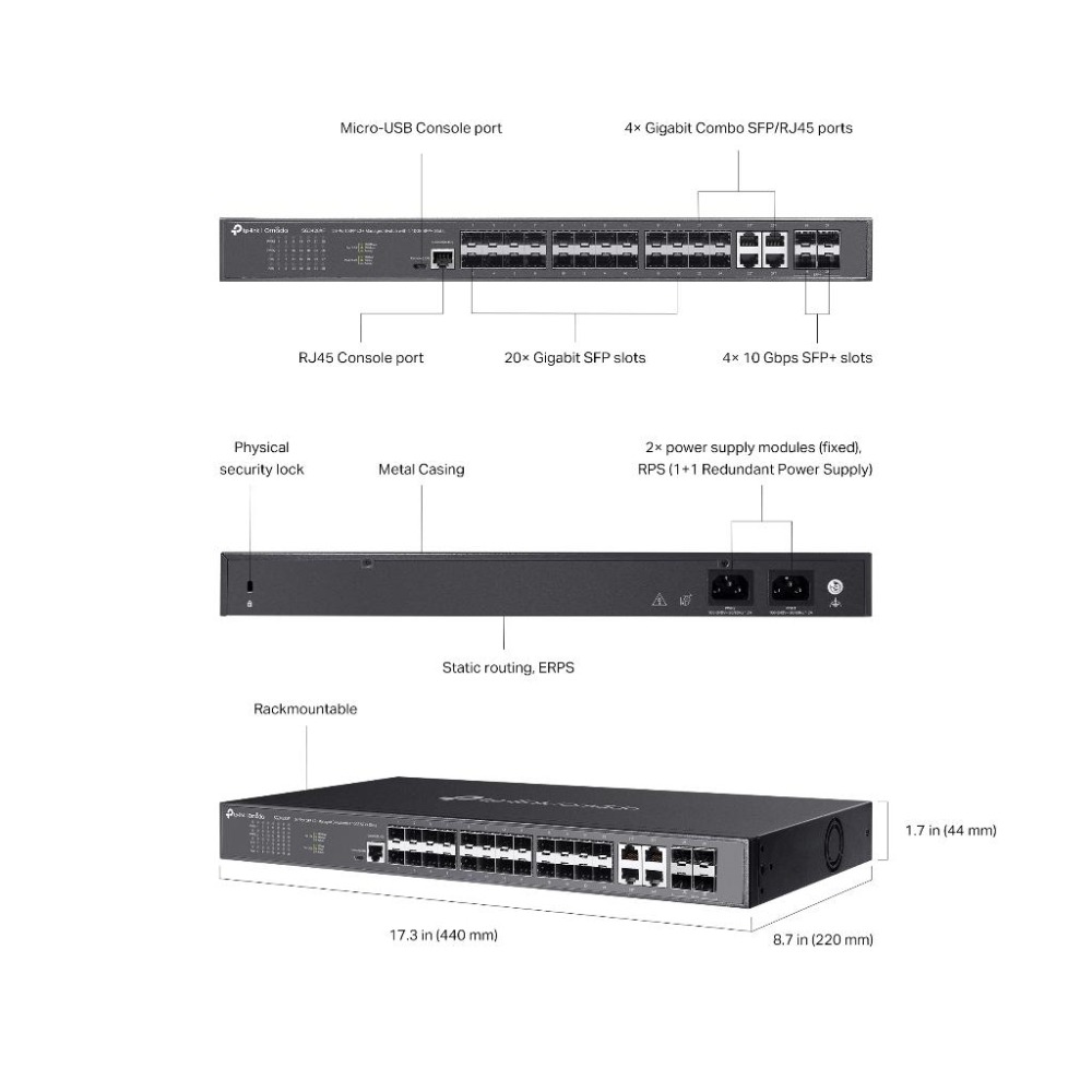 tp-link SG3428XF Omada 24埠SFP + 4埠10GE SFP+ L2+ 管理型交換器 公司貨-細節圖7