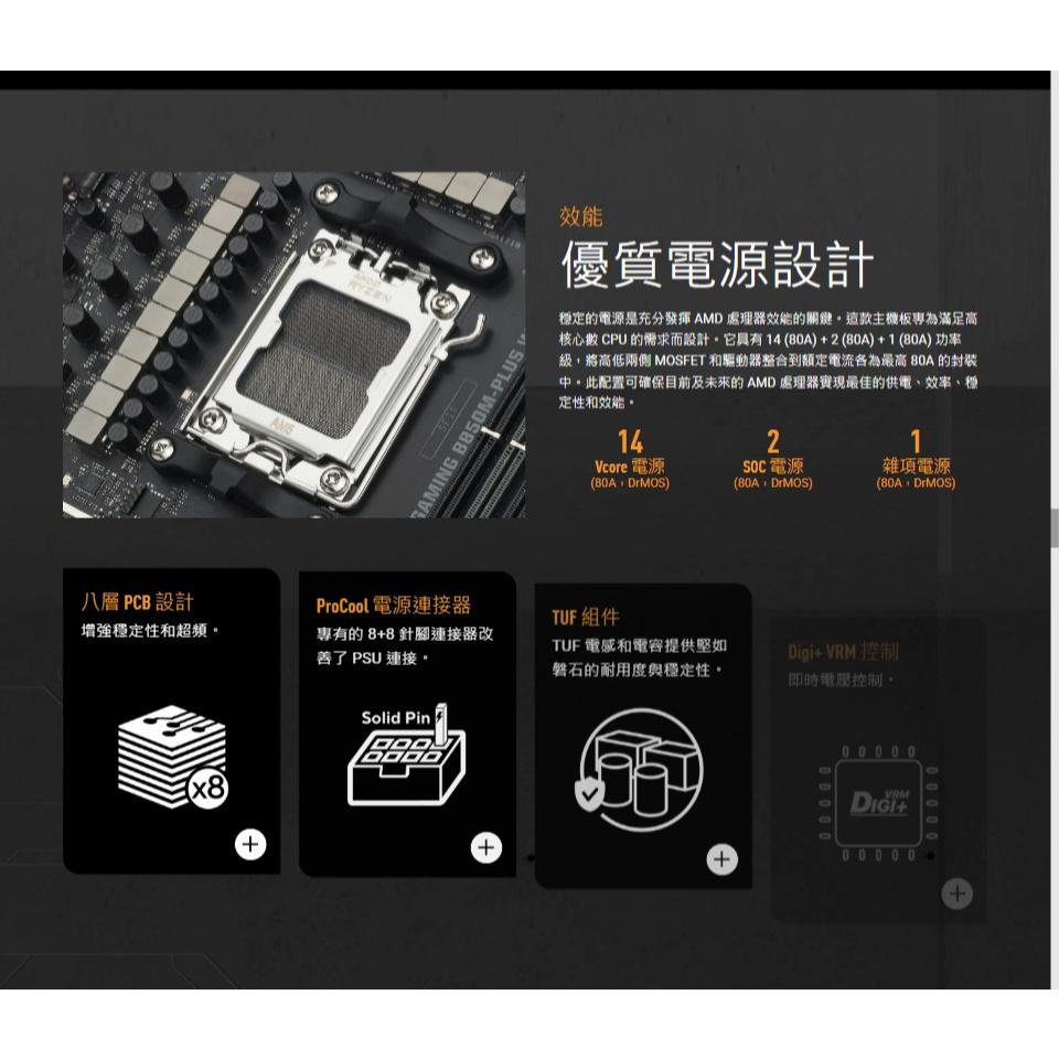 ASUS 華碩 TUF GAMING B850M PLUS II－M-ATX 主機板 AM5／DDR5 公司貨-細節圖5