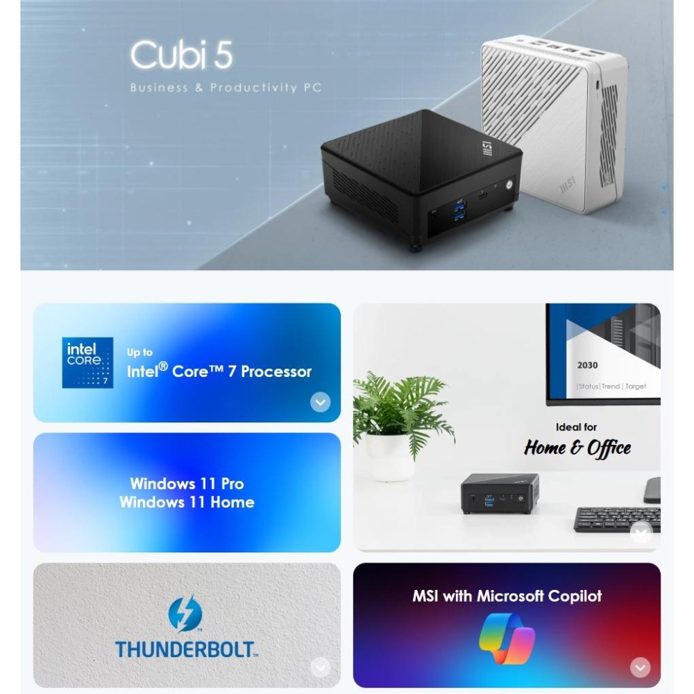 MSI 微星 Cubi 5 1M-605TW 迷你電腦 C7-150U／16G／1TB／Win11-細節圖3