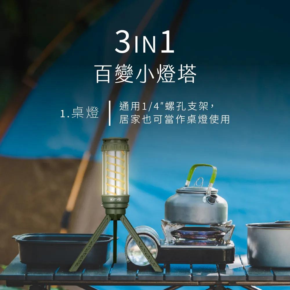KINYO 耐嘉 CP-079 小燈塔百變螺旋露營燈 IPX6 防水 多段亮度 USB充電 充電露營燈 露營燈 光華-細節圖4
