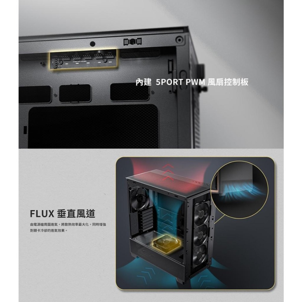 Antec 安鈦克 FLUX SE－E-ATX 電腦機殼 U高180／卡長408／5x預裝風扇 公司貨 光華-細節圖6