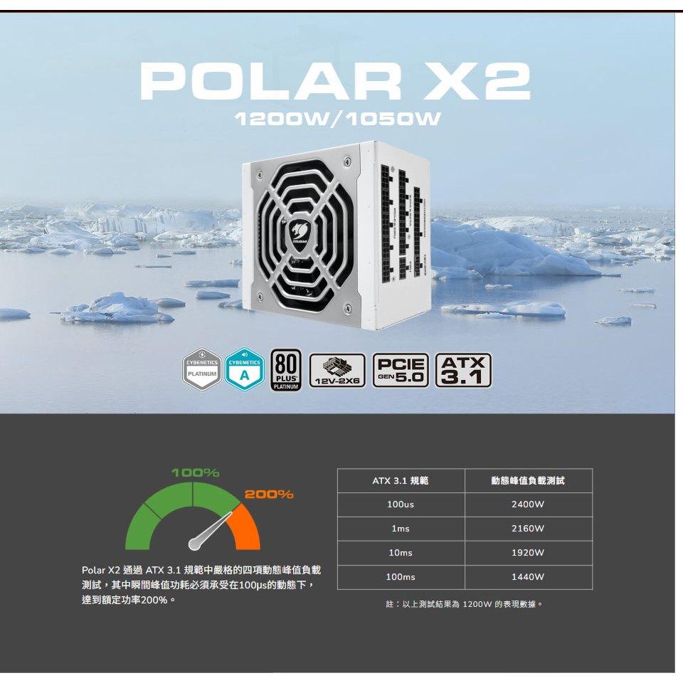 COUGAR 美洲獅 POLAR X2 1050W 白金牌 ATX3.1 電源供應器 十年保 公司貨-細節圖3