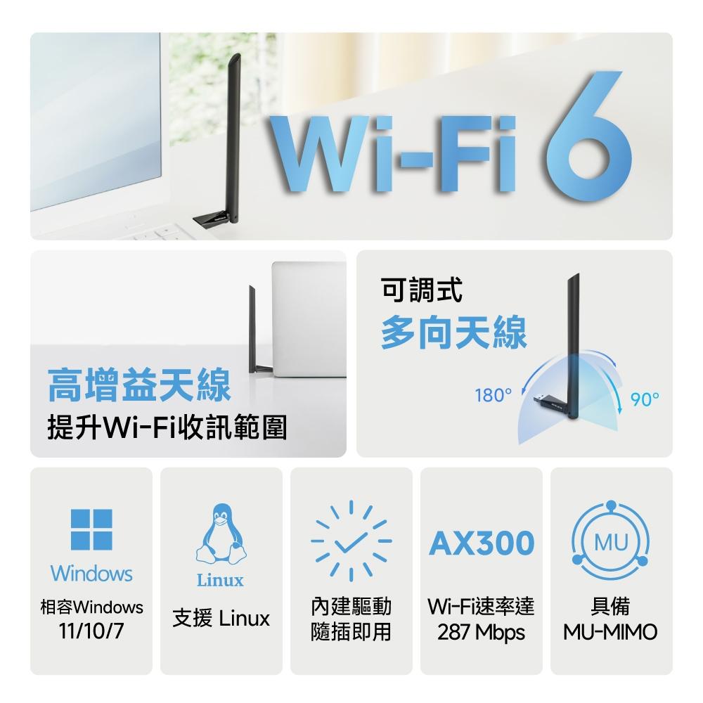 Mercusys 水星 MA14H AX300 高增益 Wi-Fi 6 無線 USB 網卡 WiFi 光華商場-細節圖3