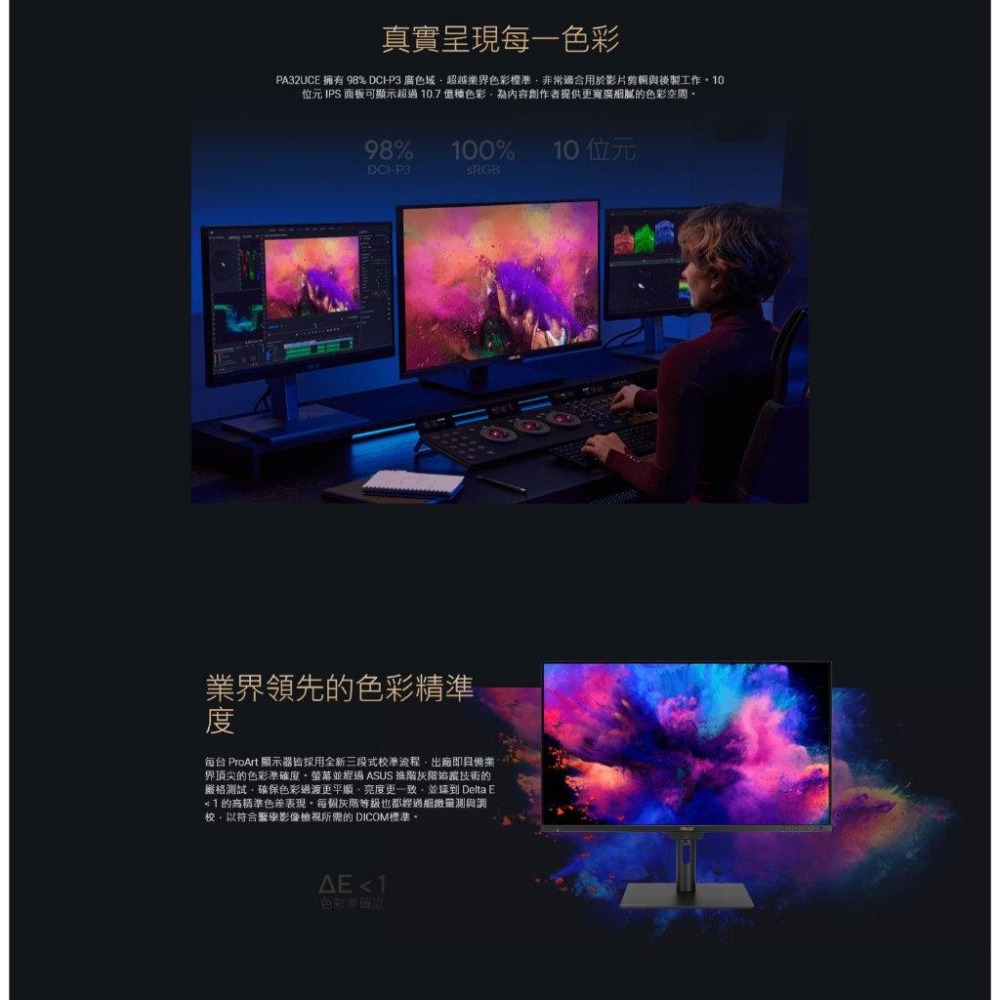 ASUS 華碩 ProArt PA32UCE 32吋 4K 專業螢幕 60Hz／IPS／HDR10／DeltaE<1-細節圖8