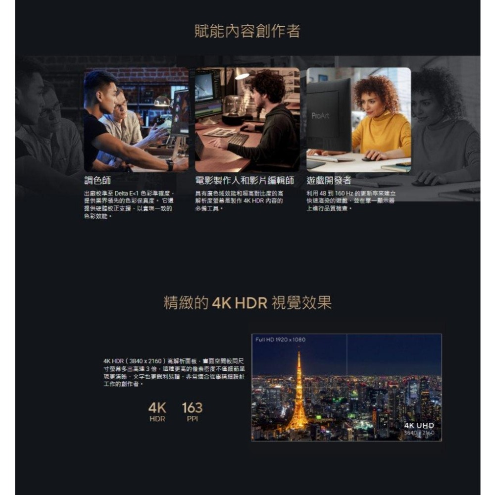ASUS 華碩 ProArt PA27UCGE 27吋 4K 專業螢幕 160Hz／IPS／HDR10／DeltaE<1-細節圖5