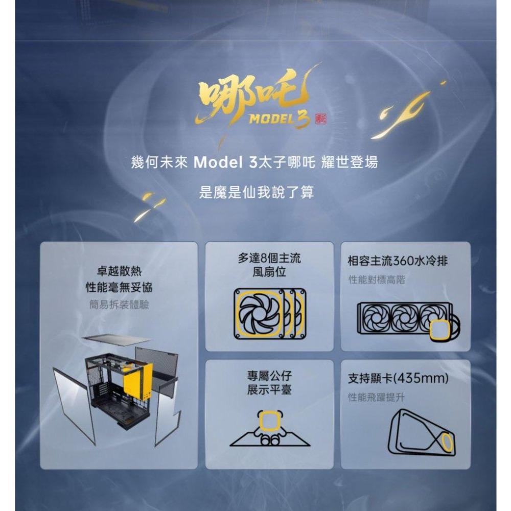Geometric Future 幾何未來 Model 3 哪吒 M-ATX 機殼風扇 U高175 5x預裝風扇 光華-細節圖4
