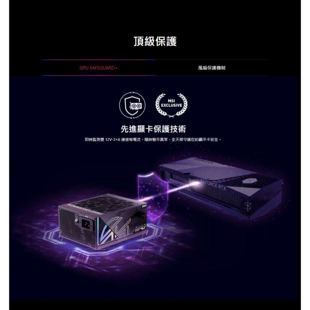 MSI 微星 MPG Ai1300TS PCIE5 1300W 鈦金牌 ATX 3.1 電源供應器 12年保 公司貨-細節圖4