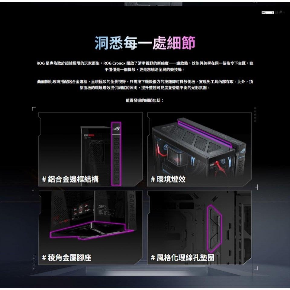 ASUS 華碩 ROG Cronox GR801－E-ATX 全景電競機殼 U高180／卡長400／9.2吋螢幕 公司貨-細節圖4