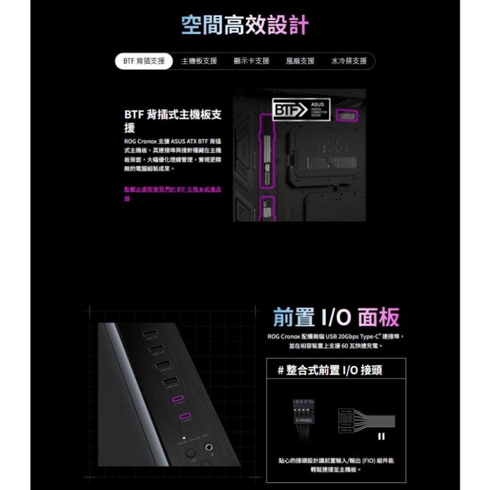 ASUS 華碩 ROG Cronox GR801－E-ATX 全景電競機殼 U高180／卡長400／9.2吋螢幕 公司貨-細節圖8