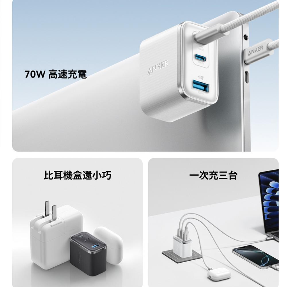Anker A121A 70W GaN 3孔快充充電器 充電器 充電頭 快充頭 公司貨 光華-細節圖4