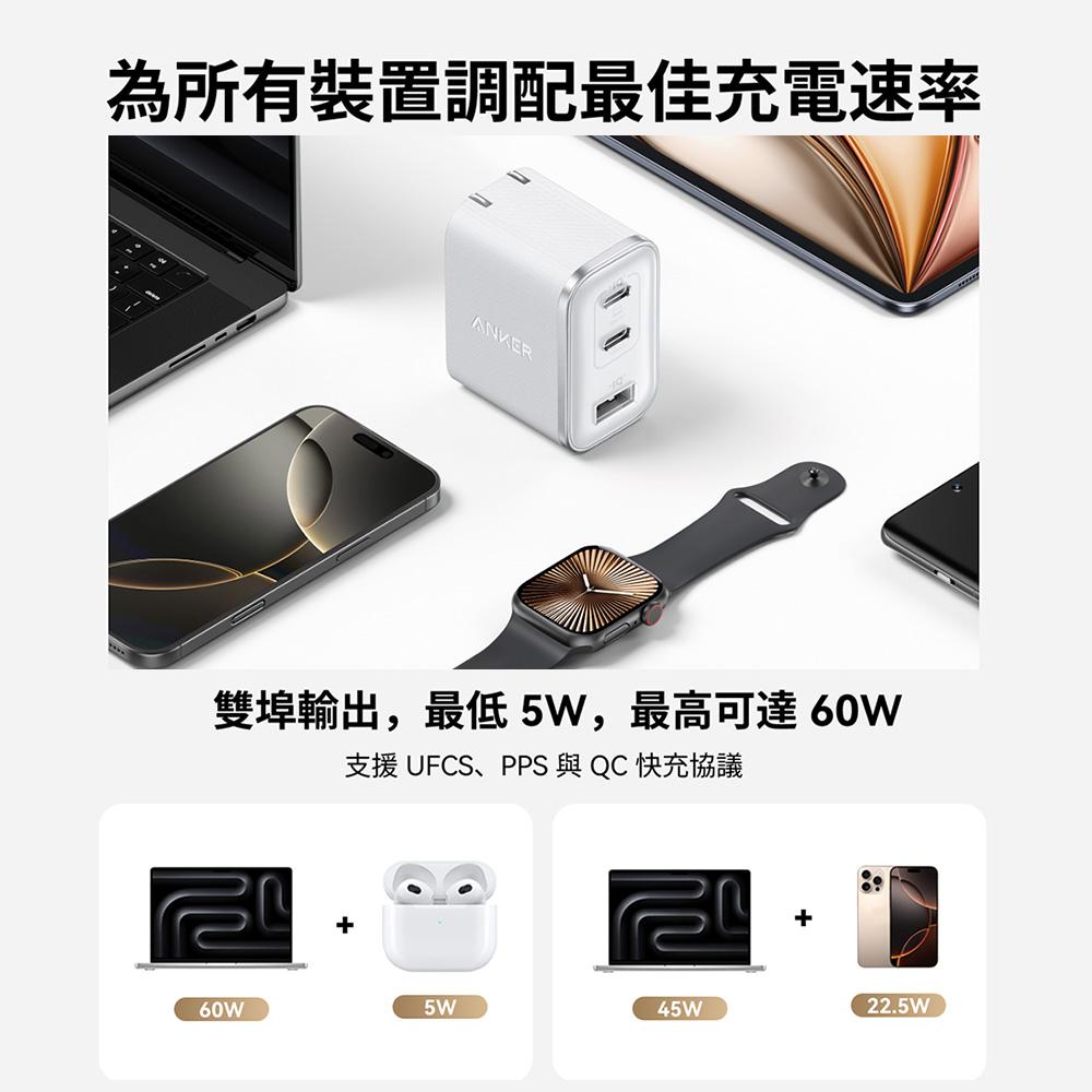 Anker A121A 70W GaN 3孔快充充電器 充電器 充電頭 快充頭 公司貨 光華-細節圖7