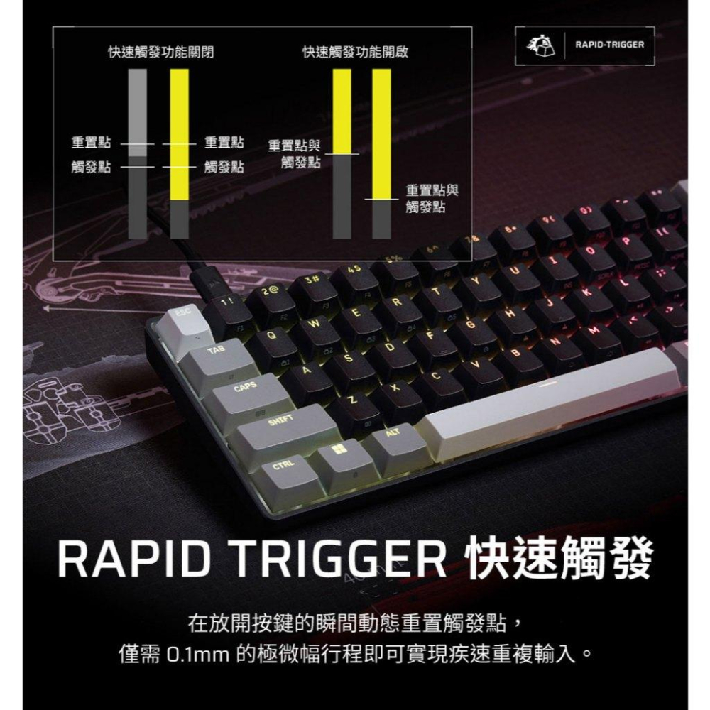 CORSAIR 海盜船 CLIPPER PRO MINI 60 破浪者 8K RGB機械鍵盤 磁軸 電競鍵盤 遊戲鍵盤-細節圖5