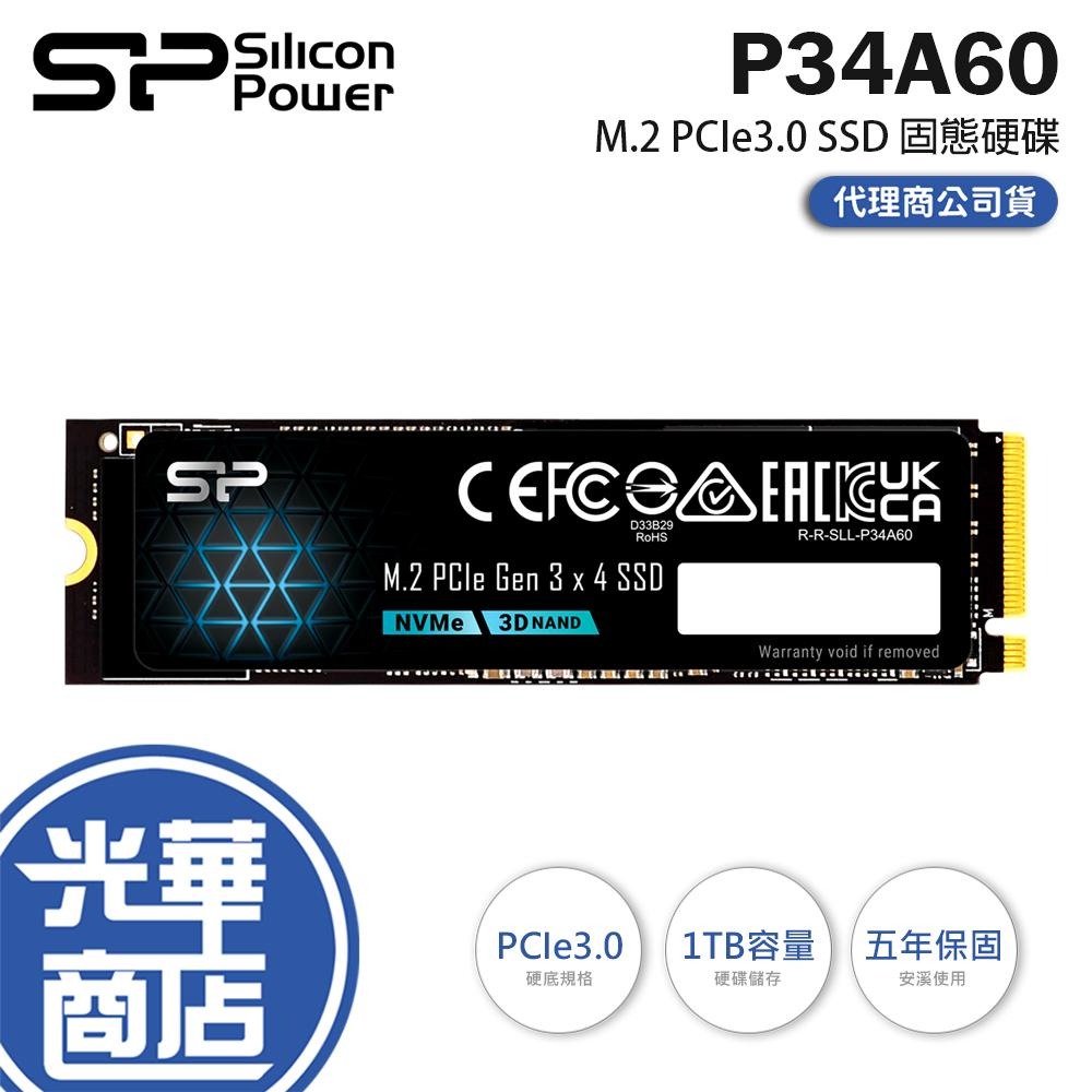 SP 廣穎 P34A60 1TB M.2 PCIe3.0 SSD 固態硬碟 內接硬碟 五年保 公司貨 光華