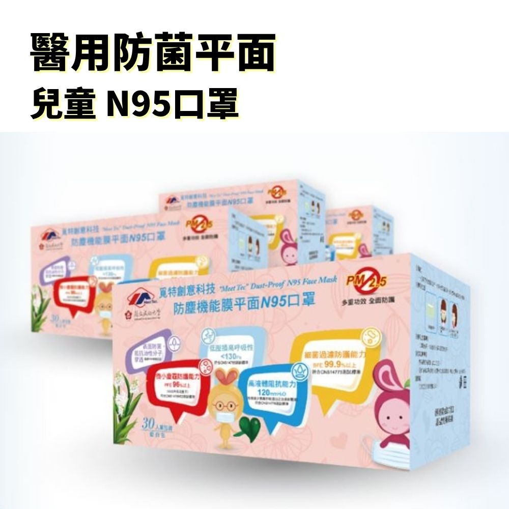 覓特兒童口罩 單包裝30片一盒 雙鋼印 醫用平面N95口罩 醫療級口罩 醫療口罩盒裝-規格圖6