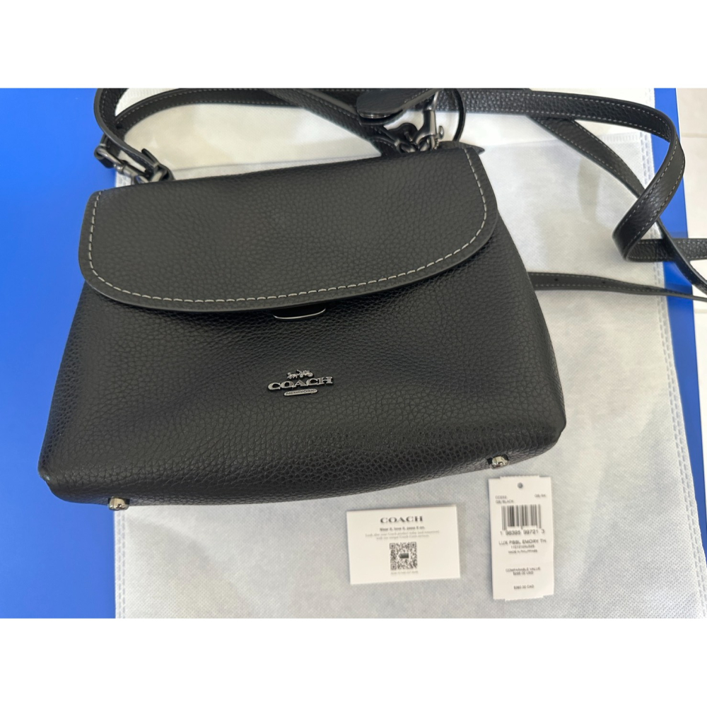 二手9.9新 Coach Emory 手提+斜背多用包(荔枝皮) 側背包 手提包 斜背包-細節圖6