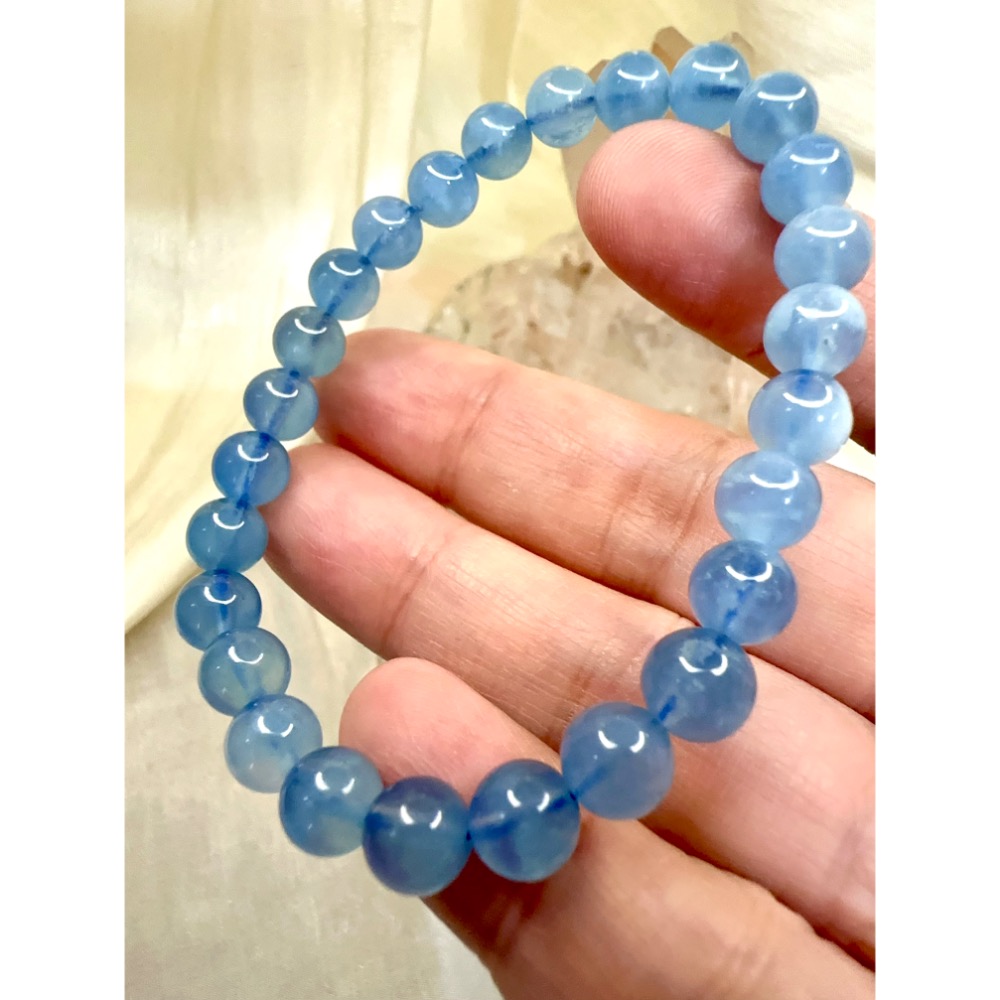 ✨【五行喜水】腕間一抹藍｜海藍寶💙  🌊勇敢者之石 × 溝通能量 × 財運流動🌊-細節圖3