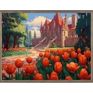 [台灣現貨含運]十字繡材料包43*51cm中格三股 玫瑰城堡 滿繡 DIY 滿綉-細節圖2