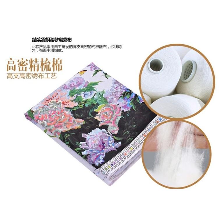 [台灣現貨含運]十字繡材料包50*63cm中格三股 山茶花 滿繡 DIY 滿綉-細節圖4