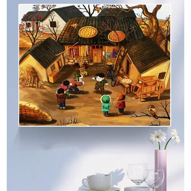 [臺灣現貨含運]十字繡材料包 70*52cm 中格三股 童年時代 卡通兒童 新款小件線繡客廳 滿繡 自己繡 手工 滿綉-細節圖2