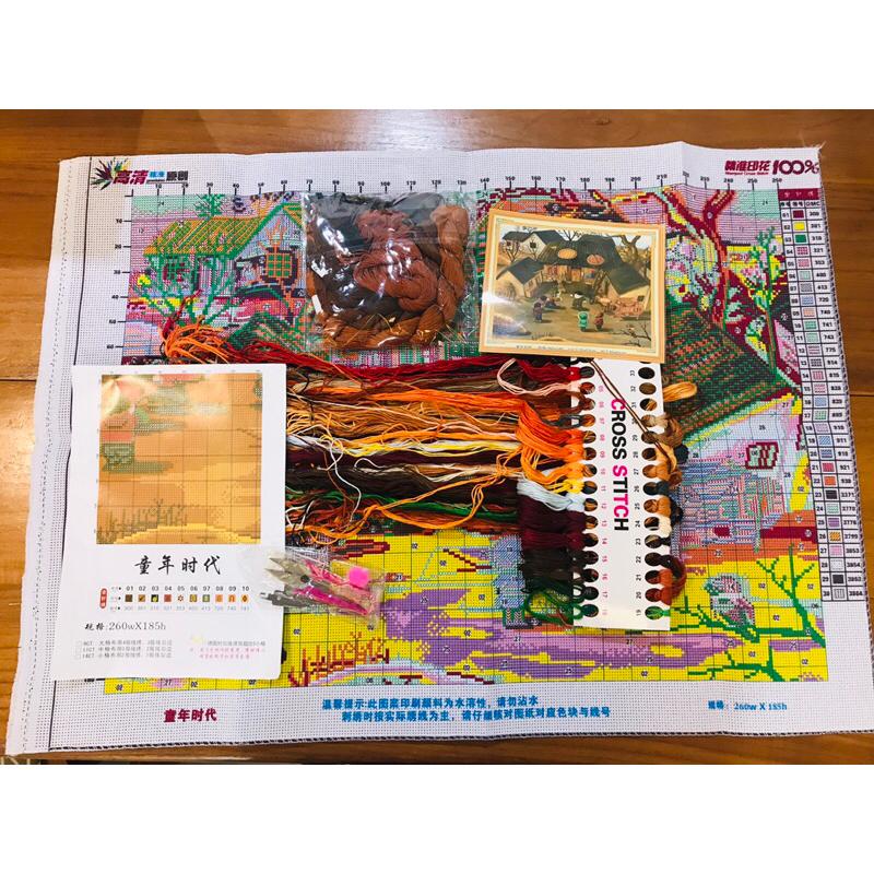 [臺灣現貨含運]十字繡材料包 70*52cm 中格三股 童年時代 卡通兒童 新款小件線繡客廳 滿繡 自己繡 手工 滿綉-細節圖4