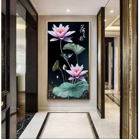 [臺灣現貨含運]十字繡材料包40*63cm中格三股 荷花韻 睡蓮 客廳臥室 滿繡手工刺繡 手工自己繡-細節圖4