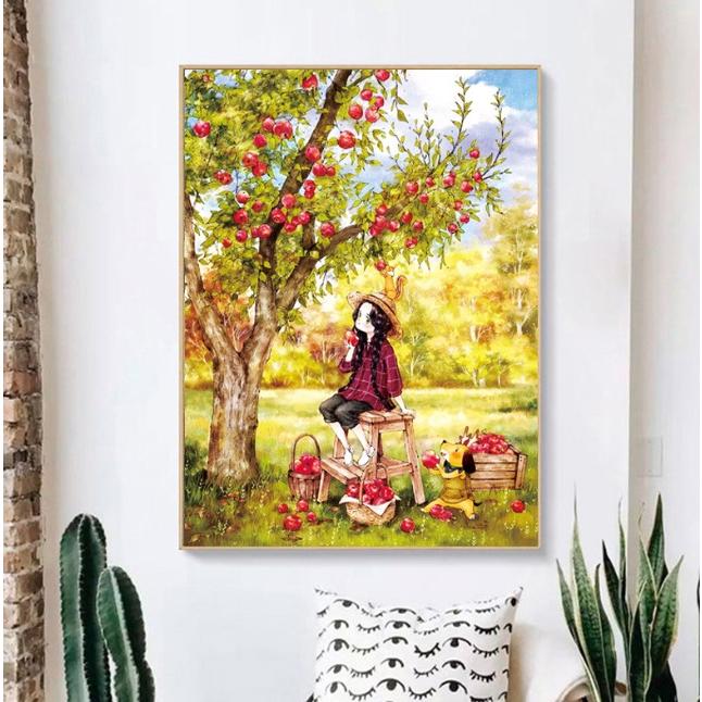 [台灣現貨含運]十字繡材料包 53*72cm 中格三股 女孩系列 線繡 卡通女孩 自己繡 手工 DIY 滿繡-細節圖3